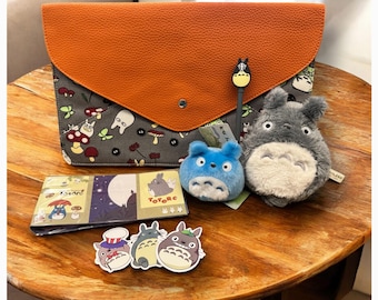 Ghibli Totoro Inspired Gift Set, Ghibli Themed Goodie Set, Fluffy Purse/Multi-purpose bag/Sticky Note/Pen/Stickers/Sandbaggers