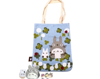 Op My Neighbor Totoro geïnspireerde cadeauset, Ghibli-goodieset, borduurtas, sleutelhanger portemonnee/stickers/zandzak, cadeau voor Totoro-fans