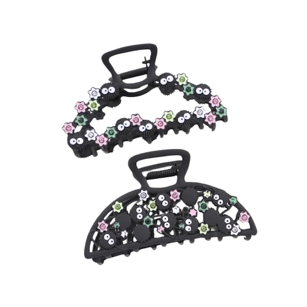 ジブリのすすきの精霊にインスパイアされたヘアクリップ2個、手作りのすすきのアニメ映画のヘアクリップ、かわいいクリップ、彼女へのギフト