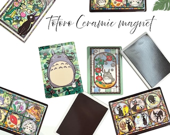 My Neighbor Totoro Handmade Inspired Artwork Ceramic Magnet, Ghibli Ceramic Totoro Jiji Magnet, Fridge Magnet, gift for Ghibli Fans