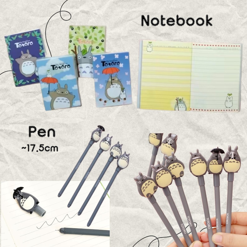 My Neighbor Totoro Inspired Gift Set , Ghibli Themed Goodie Set, Fluffy Purse/Embroidery Tote Bag/Stickers/Pen/Sticky Notes/Notebook image 7