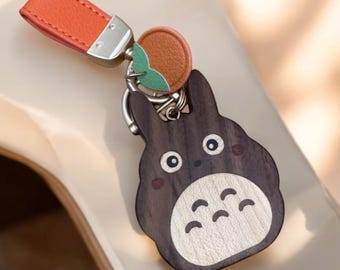 Handcrafted Totoro Handmade Wooden Keychain, Ghibli Totoro Keychain, Japanese anime, Handcrafted Cute Totoro