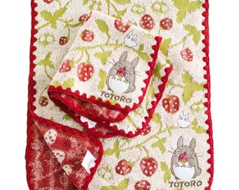 My Neighbor Totoro Erdbeere Gesichtstuch 2er Set Geschenke, Ghibli Totoro Baumwolle Gesichtstuch, Badetuch, Jogging Yoga Handtuch