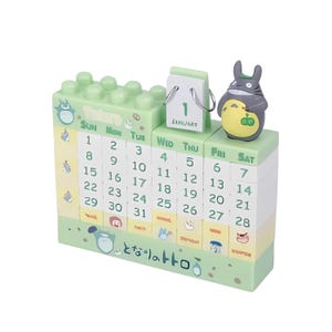 Totoro-inspirerad figurblock skrivbordsevighetskalender, månadsvecka datumvisning, skrivbordsdekoration, gör-det-själv klosskalenderkit
