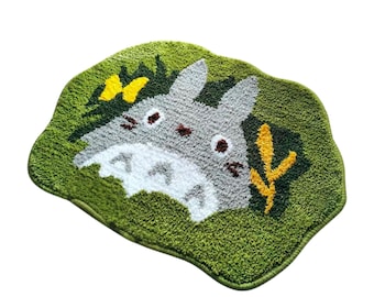 Von Totoro inspirierter Teppich, getufteter Ghibli-Teppich, rutschfeste Badematte, rutschfester, weicher, waschbarer Teppich für Schlafzimmer, Badezimmer