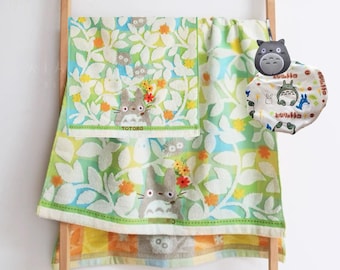 My Neighbor Totoro 2pc Bath Towel Face Towel Sponge Shower Cap Gift Set, Totoro Themed Bath Gift Set for Totoro fans
