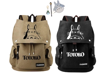 Custom Totoro Inspired Gift Set, Ghibli Themed Goodie Set, Personalized Keychain, Washed Canvas Backpack, Purse, Pen, Back to School