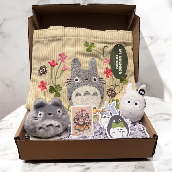 Totoro Inspired Gift Box, Ghibli Themed Goodie Box, Keychain Coin Purse/Embroidery bag/Stickers/Sandbaggers