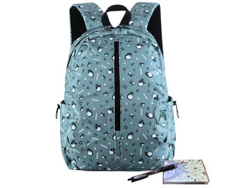 Totoro Inspired Gift Set, Ghibli Themed Goodie Set, Ｗaterproof Polyurethane Fabric Backpack, Small Notebook, Pen, Gift For Japan Anime