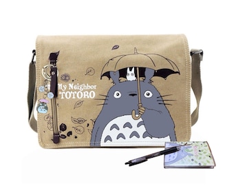 Custom Totoro Inspired Gift Set, Ghibli Themed Goodie Set, Personalized Keychain, Crossbody Bag, Canvas Shoulder Bag, Pen, Notebook