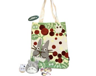 Op My Neighbor Totoro geïnspireerde cadeauset, Ghibli-goodieset, borduurtas, sleutelhanger portemonnee/stickers/zandzak, cadeau voor Totoro-fans