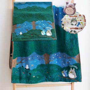 Toalla de baño inspirada en Totoro (juego de 2 piezas), regalo, toalla de algodón Ghibli Totoro de 34 x 80 cm, 60 x 120 cm, toalla para correr, toalla de playa