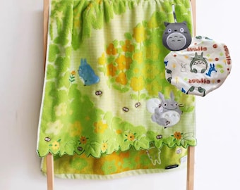 Set de regalo de toalla de baño, esponja y gorro de ducha de Mi vecino Totoro, set de regalo de baño con temática de Totoro para fanáticos de Totoro, regalo de anime