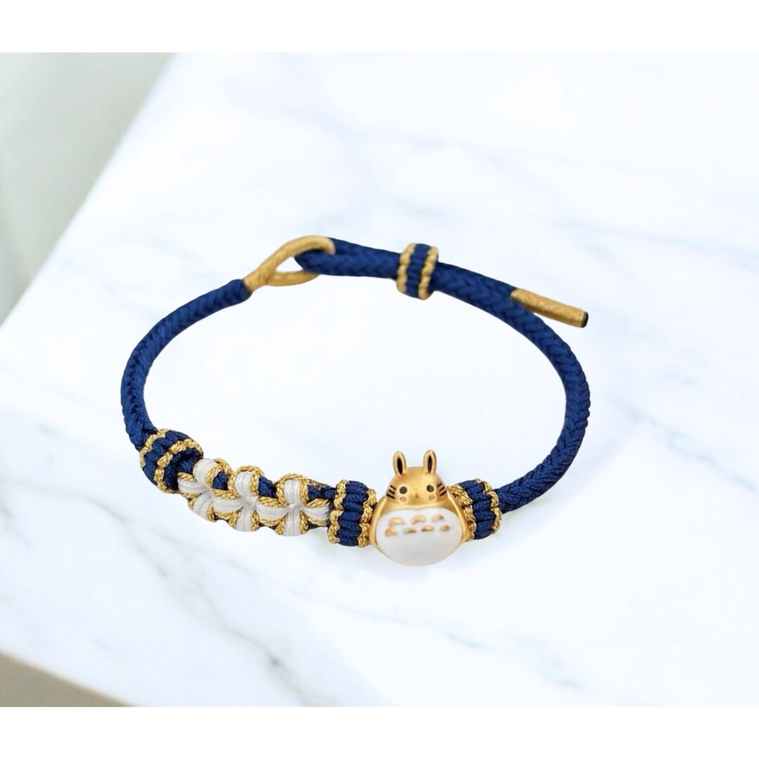 Handcrafted Totoro Gold-plated Charm Bracelet, Cute Kawaii Ghibli Charm ...