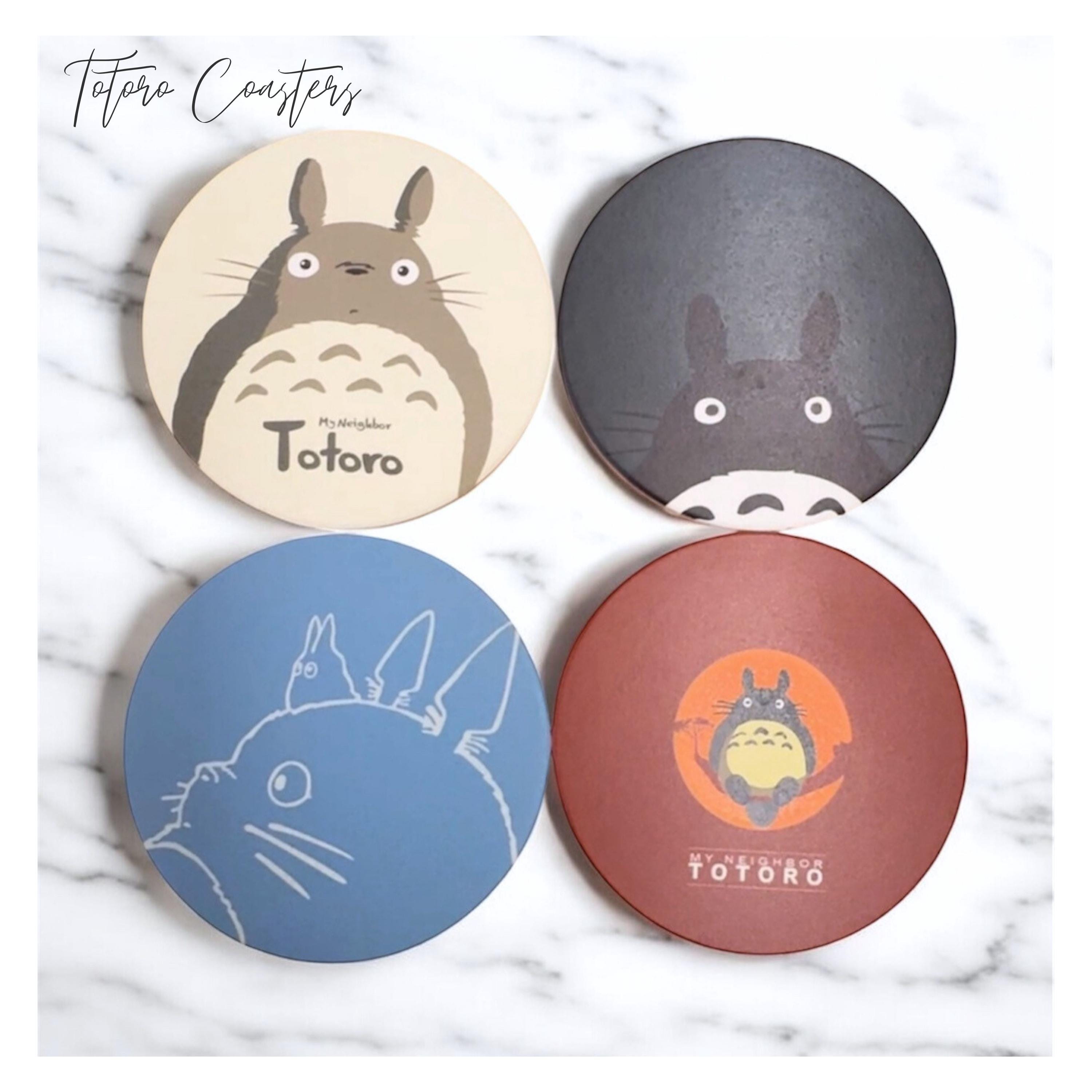 Set of 4 Handcrafted Ceramic Totoro Inspired Coasters, Non-slip