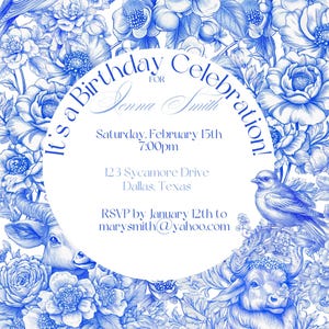 Chinoiserie Digital Birthday Invitation