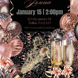 Rose Gold Happy Birthday Digital Invitation