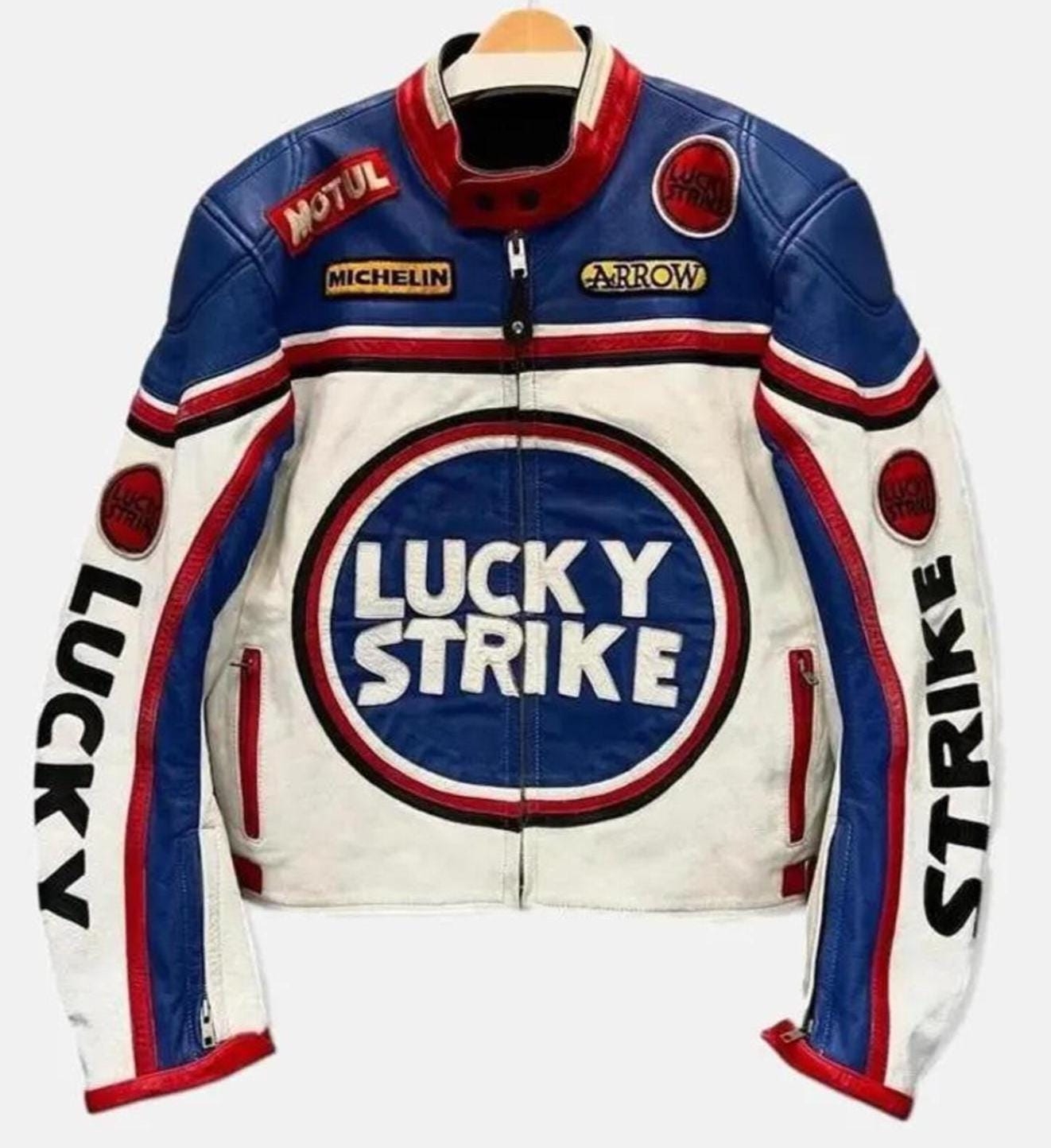 Lucky Strike Leather Jacket 【値下げ交渉 有】 LUCKY STRIKE Motorcycle Riding Motor Bike Moto GP Racing