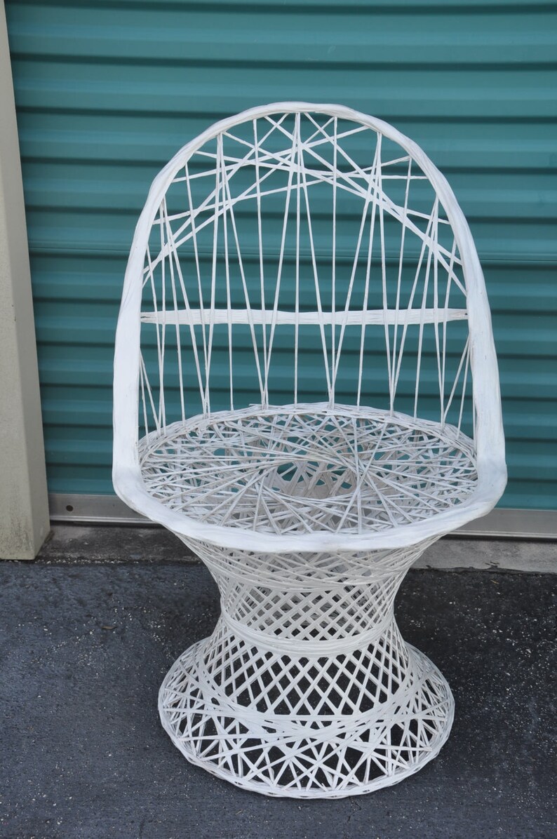 Mid Century Wicker Look Spun FIBERGLASS Table & Chair Set Etsy