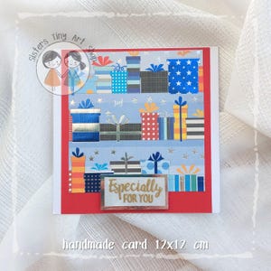 Handgemachte Geburtstagskarte Happy Birthday 5"x5" Papier Scrapbooking 12,5 cm quadratische Karte Geschenk - BIRTHDAY001 - Feier Geschenkkarte für Freund