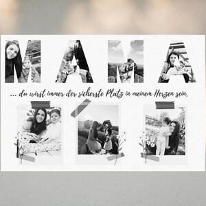 Personaliseerbare fotogeschenken voor mama en fotocollage met namen en afbeeldingen
