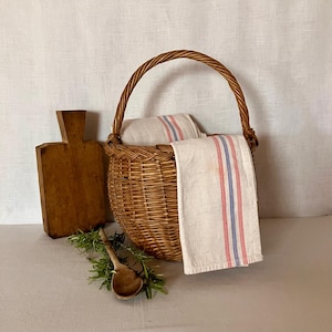 Rustik fransk korg | Handvävd vintage heminredning | Förvaring för lantligt hus | Dekorativa bondgårdsinredningar.