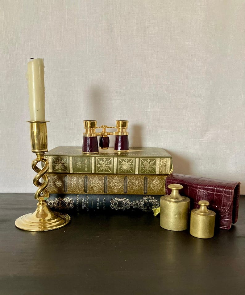 Vintage French Opera Glasses with Original Leather Case, Brass & Leather Theatre Binoculars, Library Decor, Gentleman’s Gift. image 10