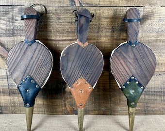 Soufflet De Cheminée Ancien En Bois, Cuivre Et Cuir – Marocain – Manuel – Bon état
