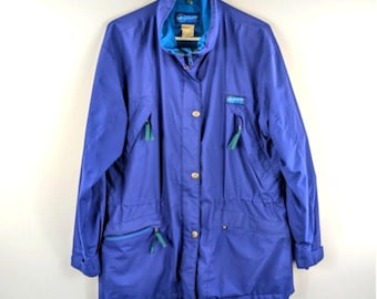 Vintage Banff Designs Gore-Tex Shell Jacket Womens L Purple Blue Nylon Made in Canada