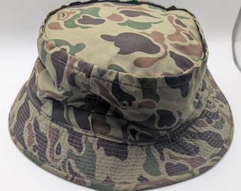 Vintage YA Camo Boonie Bucket Hat Duck Hunter Frogskin Easy-To-Roll Medium Korea