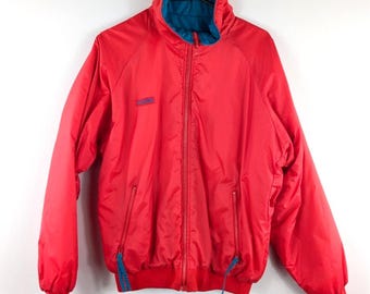 Vintage Columbia Ski Jacket Mens Medium Red Teal Thinsulate Insulated 80s Radial Sleeve