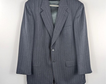 Vintage Givenchy Monsieur Gray Pinstripe Wool Blazer Mens 44L Italian Made Designer Coat