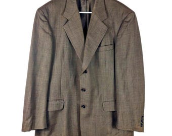 Vintage Italian Wool Blazer Mens 44R Brown Super 100s Luxury Sport Coat Gianfranco Ruffini