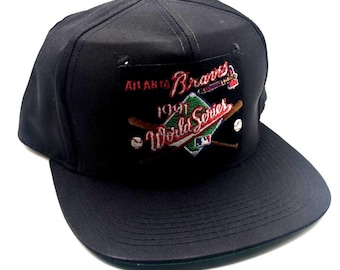 Vintage Atlanta Braves 1991 World Series Black Snapback Hat AmaPro MLB