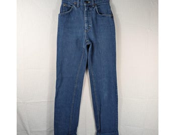 Vintage Lee High Rise Tapered Jeans – 1980s Blue Denim (Size 3)