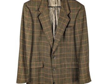 Abrigo deportivo de lana Hart Schaffner Marx 42L Super 100s para hombre, blazer a cuadros, clásico de EE. UU.