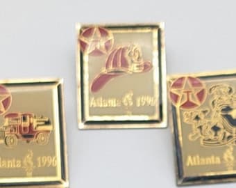 1996 Atlanta Olympics Texaco Enamel Pin Lot of 3 Fire Helmet Truck Dog ACOG