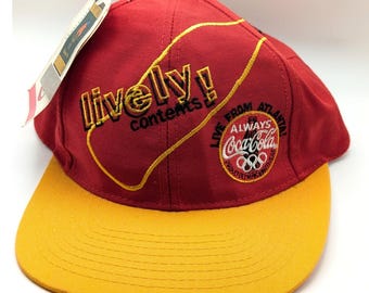 Vintage NWT Coca-Cola Atlanta 1996 Olympic Games Snapback Hat Red Yellow Retro