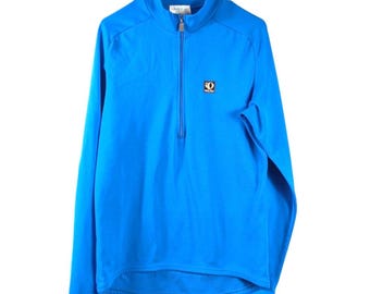 Pearl Izumi Vintage Mens L Blue Cycling Jersey Half Zip Made in USA Fleece Lined