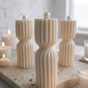 COFFRET 3 BOUGIES SCULPTURALES | Trio Design Moderne | Déco Minimaliste Tendance |  Idée cadeau Chic & Luxe