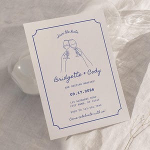 Illustrated Save The Date Invitation | Wedding Invitation | Hand Drawn | Whimsical Wedding Invite | Canva Template