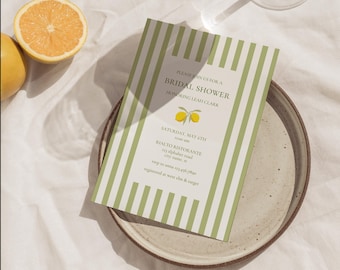 Lemon Bridal Shower Invitation: Amalfi Coast Theme (DIY Canva)