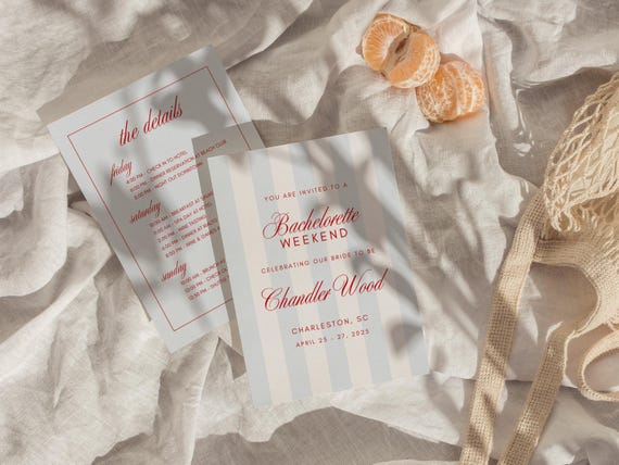 Coastal Bachelorette Invitation: Weekend Itinerary Canva Template (Digital Download)