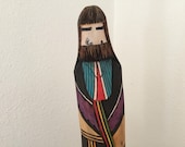 Vintage Native American Indian Hand Carved Long Hair Kachina Doll Katsina Sculpture