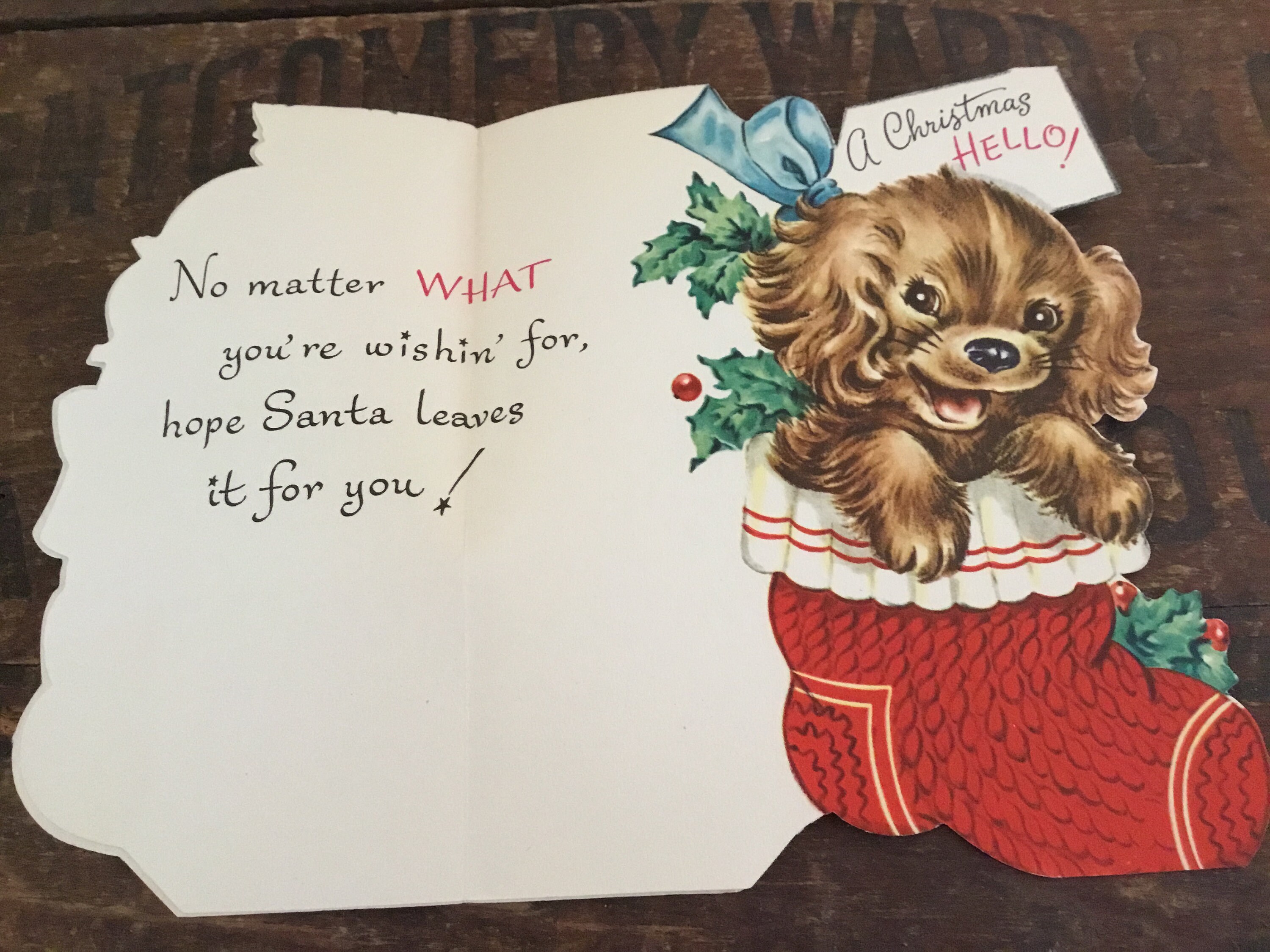 Navidad tarjeta cachorros en medias sin usar Vintage tarjeta | Etsy