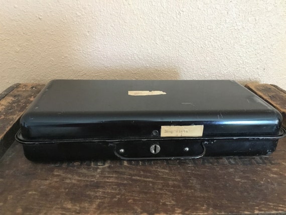 Armstrong Black Metal File Box/Document Box/Treasure Box/Money Box/Deed Box/ No Key