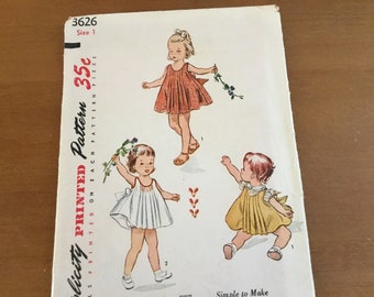 1950's Girls Jumper & Blouse  Pattern Size 1 Simplicity Pattern # 3626 Mid Century Girl's Dress