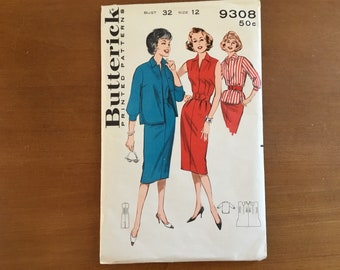 1960's Women's Dress Pattern Butterick Size 12 Three Styles