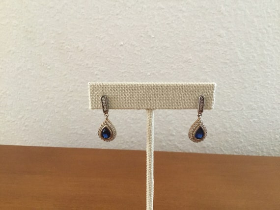 Sapphire and Sterling Silver Earrings Lab Created… - image 2