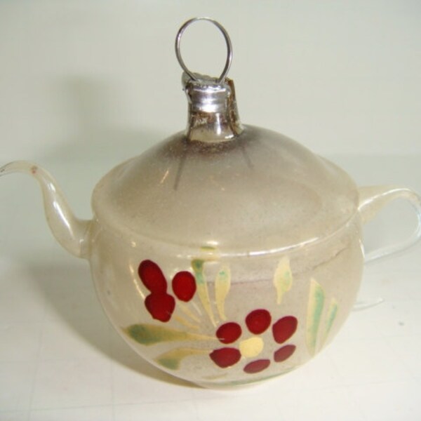 Tea Pot Antique Mercury Glass Christmas Ornament - Germany